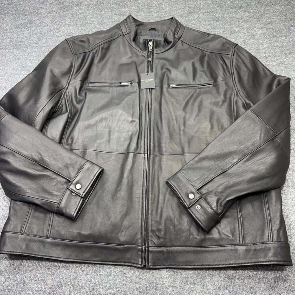 Pronto Uomo Mens 4XL Black Genuine Leather Cafe Racer Moto Jacket NWT 717W 70002